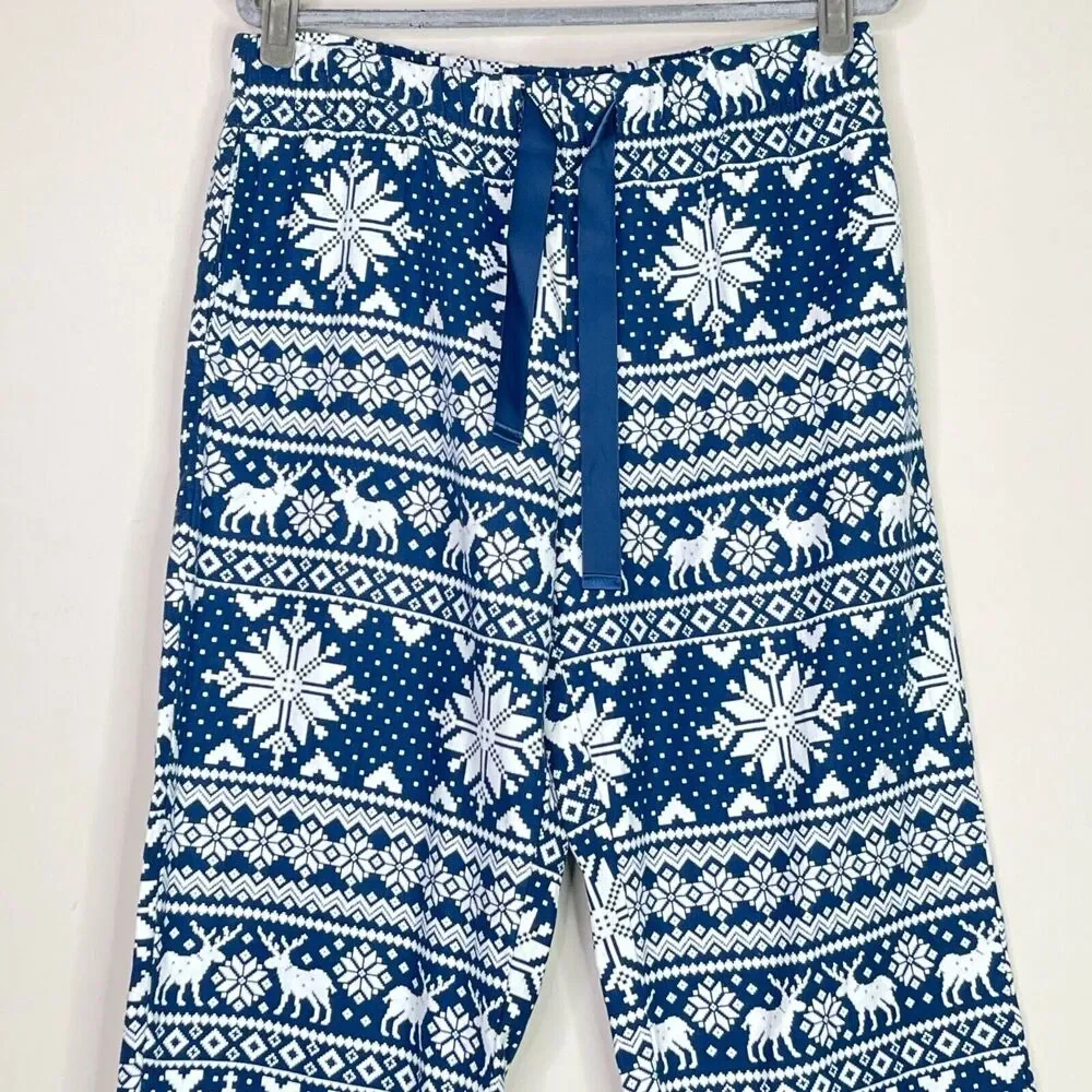 New Magellan Flannel Lounge Moonlight Ocean Fair Isle Pant Women's Size Large